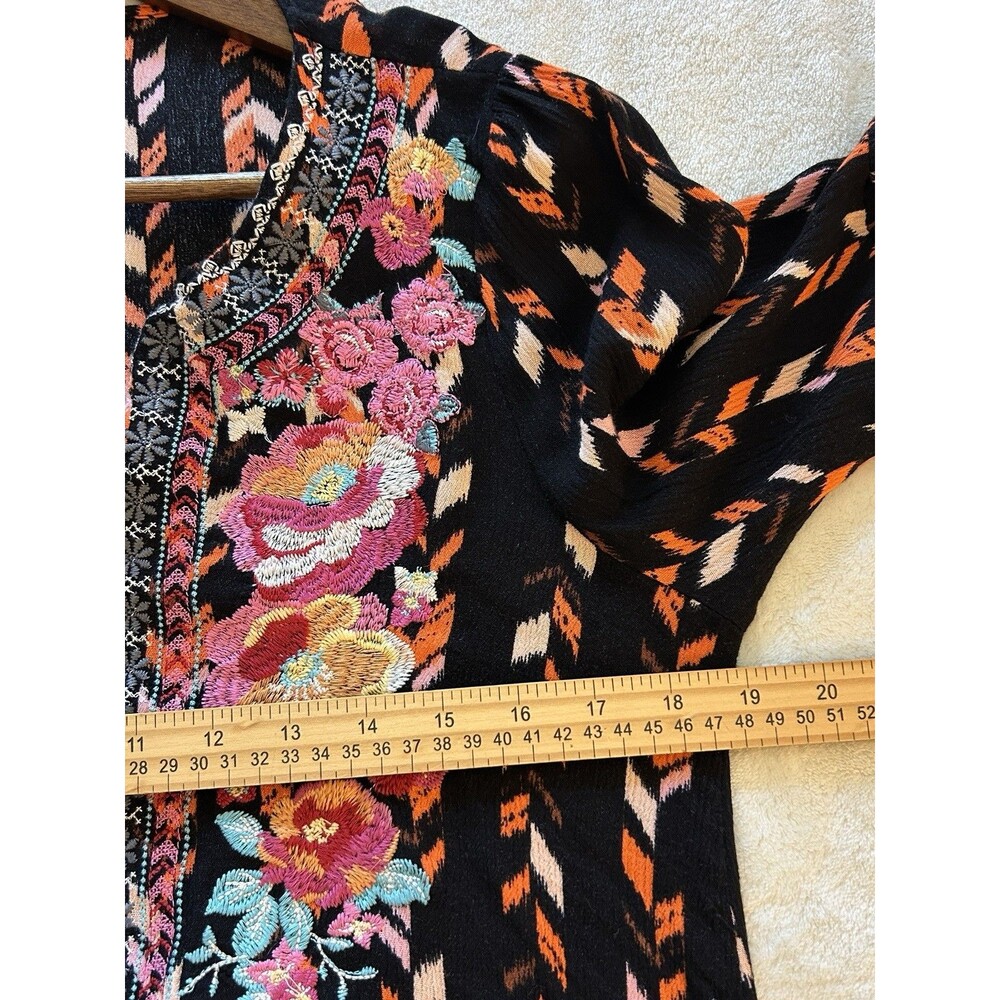 Savanna Jane Embroidered Boho Tunic Top Small Floral Peasant Festival Blouse - Picture 9 of 11